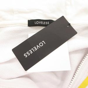 未使用品 ラブレス LOVELESS タグ付き ジップアップパーカー スウェット L アーチロゴ プリント 裏毛 白 ホワイト 黄 イエロー /GV メンズ