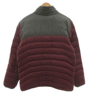 エディーバウアー EDDIE BAUER ダウンジャケット ブルゾン ロゴプリント バイカラー M ワインレッド グレー /FF メンズ