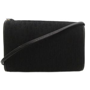 クリスチャンディオール Christian Dior ヴィンテージ MODELE EXCLUSIF トロッター ジャガード ポシェット ショルダーバッグ 斜め掛け クロスボディ キャンバス レザー 黒 ブラック /GV ☆AA★ レディース