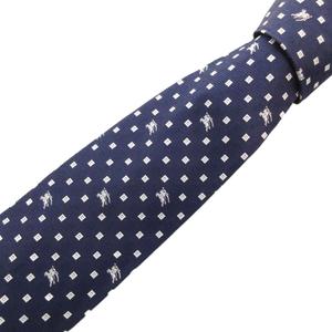 バーバリー BURBERRY ネクタイ ビジネス ホースロゴ 総柄 シルク 絹 紺 ネイビー /FF メンズ