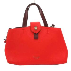 ケイトスペード KATE SPADE エッセンシャル ラージ ハンドバッグ ショルダー 2WAY ロゴ レザー 赤 レッド /FF レディース