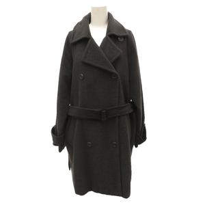 マックスマーラ MAX MARA 白タグ ヴィンテージ アルスターコート ロング ダブル ベルテッド ウール カシミヤ混 ビーバー加工 38 グレー /JS レディース