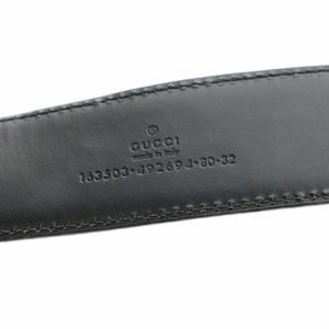 グッチ GUCCI ベルト レザー 80 32 黒 ブラック 163503 492694 /KU ■OH メンズ