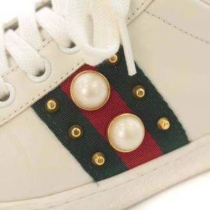 グッチ GUCCI ACE シェリーライン スニーカー パール レザー