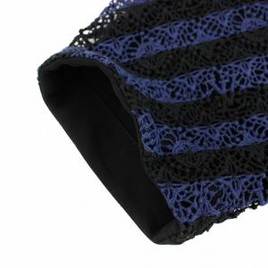 ルイヴィトン LOUIS VUITTON ワンピース ひざ丈 半袖 モノグラムフラワー ボーダー柄 レース 絹 シルク 34 紺 ネイビー 黒 ブラック RW141W F5DR05B85 /YT レディース