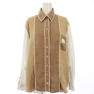 バーバリー BURBERRY シャツ シルク 切替 長袖 ポケット UK6 ベージュ 4566940 /TK レディース