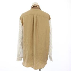 バーバリー BURBERRY シャツ シルク 切替 長袖 ポケット UK6 ベージュ 4566940 /TK レディース