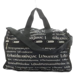 レスポートサック LesportSAC ボストンバッグ ハンドバッグ ショルダーバッグ 総柄 ロゴ ナイロン 黒 ブラック 白 ホワイト /AN2 レディース