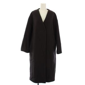 イエナ IENA MANTECO ノーカラーコート ロング ウール ナイロン 36 茶 19020900588030 /BM レディース
