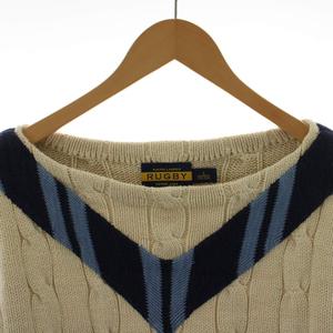 ラルフローレン RALPH LAUREN RUGBY ニット セーター 長袖 ロゴ 刺繍 S ベージュ 0161998FZ /AN46 メンズ