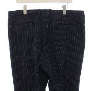 パパス Papas スラックスパンツ ジップフライ ストライプ リネン 