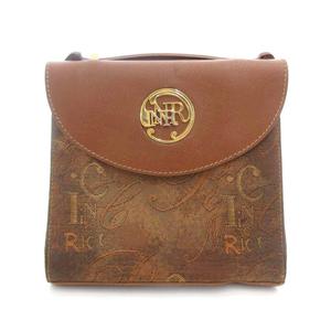 ニナリッチ NINA RICCI セカンドバッグ ミニ ハンドバッグ 茶 ブラウン 総柄 フラップ エンブレム金具 /TZ ■GY12 レディース