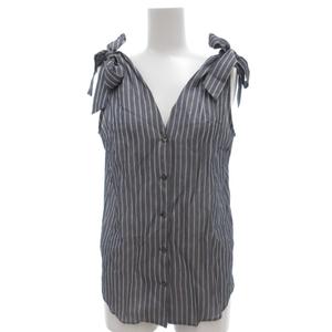 イエナ IENA シャツ ブラウス ノースリーブ ストライプ リボン グレー /AE ■GY06 レディース