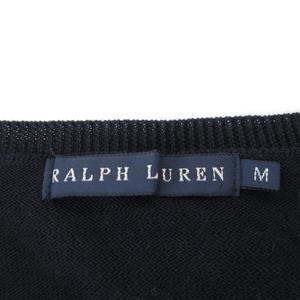 ラルフローレン RALPH LAUREN ニット セーター M 長袖 Vネック ロゴ 刺繍 紺 ダークネイビー /AE ■GY06 メンズ