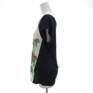 ポールスミス PAUL SMITH Tシャツ カットソー M 半袖 花柄 プリント 白 ホワイト 紺 ネイビー /AE ■GY06 レディース