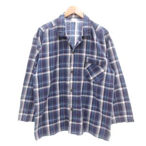 コンバース CONVERSE オープンカラーシャツ チェック柄 開襟 長袖 L 青 ブルー 白 ホワイト /YJ GY06 メンズ 169 ...