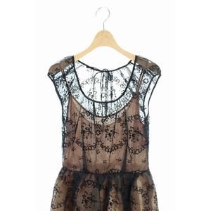 レッド ヴァレンティノ Red Valentino ワンピース オーガンジー 膝丈 半袖 シースルー 切替 フレア 40 黒 ブラック Es Os レディース 170 ベクトルパーク