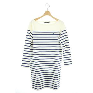 ポロ ラルフローレン Polo Ralph Lauren ワンピース ボーダー ミニ 長袖 S 白 青 Ao Os レディース 170 ベクトルパーク