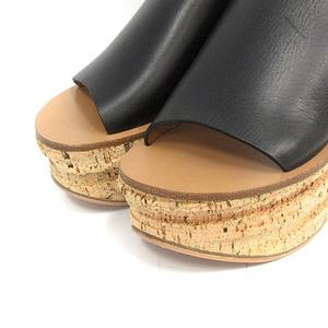 Chloe クロエ　カミーユ　ウェッジソールサンダル　キャメル　ミュール24.5 Chloe 美品 クロエ カミーユ レザー コルクウエッジソール