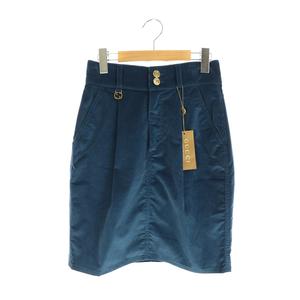 グッチ GUCCI コーデュロイスカート 膝丈 タイト 38 青 227067 XZ303 