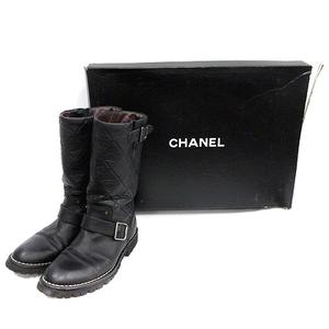 シャネル CHANEL エンジニアブーツ ミドル キルティング