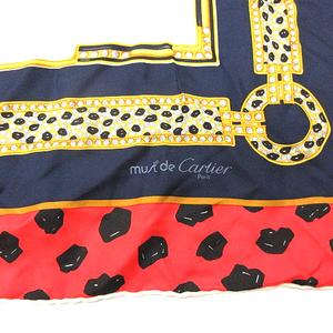 must de Cartier カルティエ　シルクスカーフ ヒョウ　レオパード カルティエ シルクスカーフ ヒョウ柄 - メルカリ