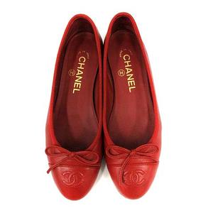 CHANEL 赤 レザー バレエシューズ 本体