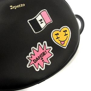 レペット Repetto ショルダーバッグ ワッペン装飾 レザー 黒 ブラック 