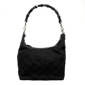 グッチ GUCCI バンブーハンドバッグ GGキャンバス 黒 ブラック