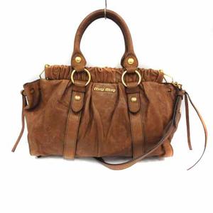 ミュウミュウ miumiu 2WAY ショルダーバッグ ハンドバッグ レザー 茶  