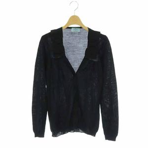 プラダ PRADA 肩リボンカーディガン ニット 40 黒 ブラック /MF □OS  