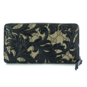 グッチ GUCCI アラベスク GGスプリーム 長財布 ラウンドファスナー 黒  