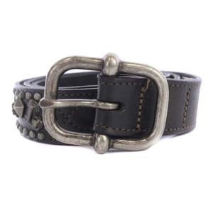 DIESEL ブラウン ベルト cm85 ディーゼル DIESEL ベルト レザー スタッズ CM85 ダークブラウン /AA