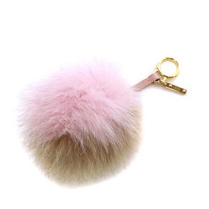 フェンディ FENDI ファーチャーム キーホルダー バイカラー ピンク  