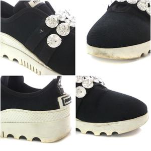 ミュウミュウ miumiu クリスタル スリッポン スニーカー ビジュー 36