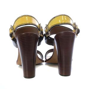 プラダ PRADA サンダル ハイヒール ストラップ エナメル バイカラー 