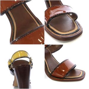 プラダ PRADA サンダル ハイヒール ストラップ エナメル バイカラー 
