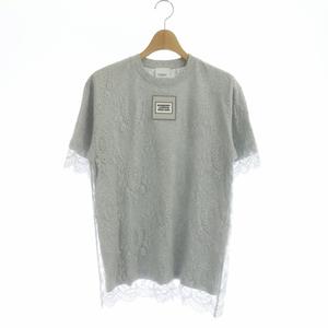 バーバリー BURBERRY ロゴ レース Tシャツ カットソー 半袖 クルーネック XXS グレー /ES ■OS ■SH レディース