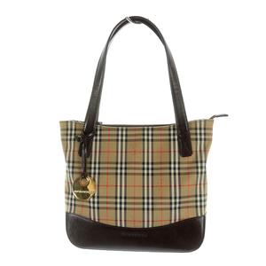 バーバリー BURBERRY トートバッグ ノバチェック ナイロン レザー ベージュ 茶 ブラウン /AK14 レディース