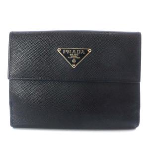 プラダ PRADA 財布 二つ折り Wホック トライアングルプレート レザー 黒 ブラック /YO21 ■OH レディース