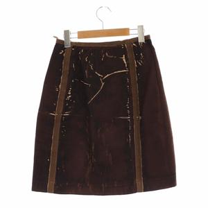 プラダPRADA スカート38 茶ブラウンベージュ
