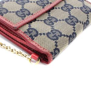 グッチ GUCCI 財布 二つ折り GGキャンバス ダブルホック 赤 レッド 紺