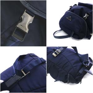 人気カラープラダリュック 三角ロゴ ナイロン 巾着 ネイビー 紺色