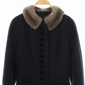 美品　LOUIS VUITTON　ウール×カシミヤロングコート　ミンクファー　黒 ルイヴィトン LOUIS VUITTON ロングコート アウター ウール カシミヤ混