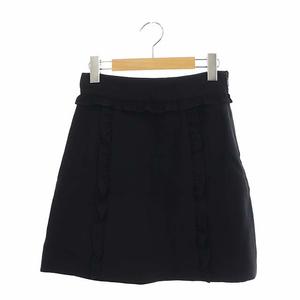 ミュウミュウ miumiu フリル 台形スカート ミニ 38 黒 ブラック /HS 