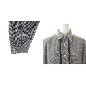 プラダPRADA 22SS ギンガムチェックフリルシャツ 36