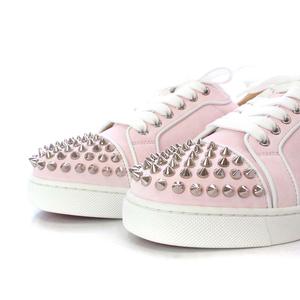 美品 クリスチャンルブタン メンズ 41 ピンク スパイク ハイカット