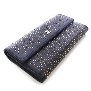 CHANEL スタッズ　長財布 シャネル CHANEL 長財布 フラップ ウォレット マイクロスタッズ