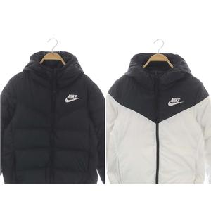 Nike ブラック ホワイト リバーシブル ダウンジャケット コート新品タグ付き ナイキ ロゴプリント リバーシブル ダウンコート ブラック×ホワイト