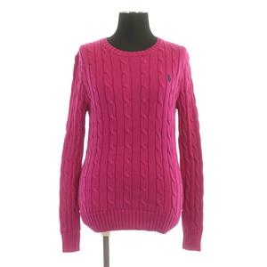 POLO RALPH LAUREN 長袖ニットセーター Ｌ ピンク ケーブル編み ポロ ラルフローレン POLO RALPH LAUREN ケーブル編みニットセーター